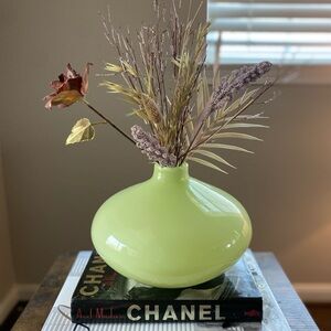 Crate & Barrel Yellow Opaline Glass Vase